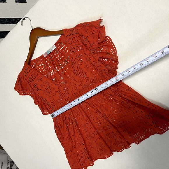 FP Beach Free People Ivory Eyelet V-Neck Top - Size S - Picture 6 of 7